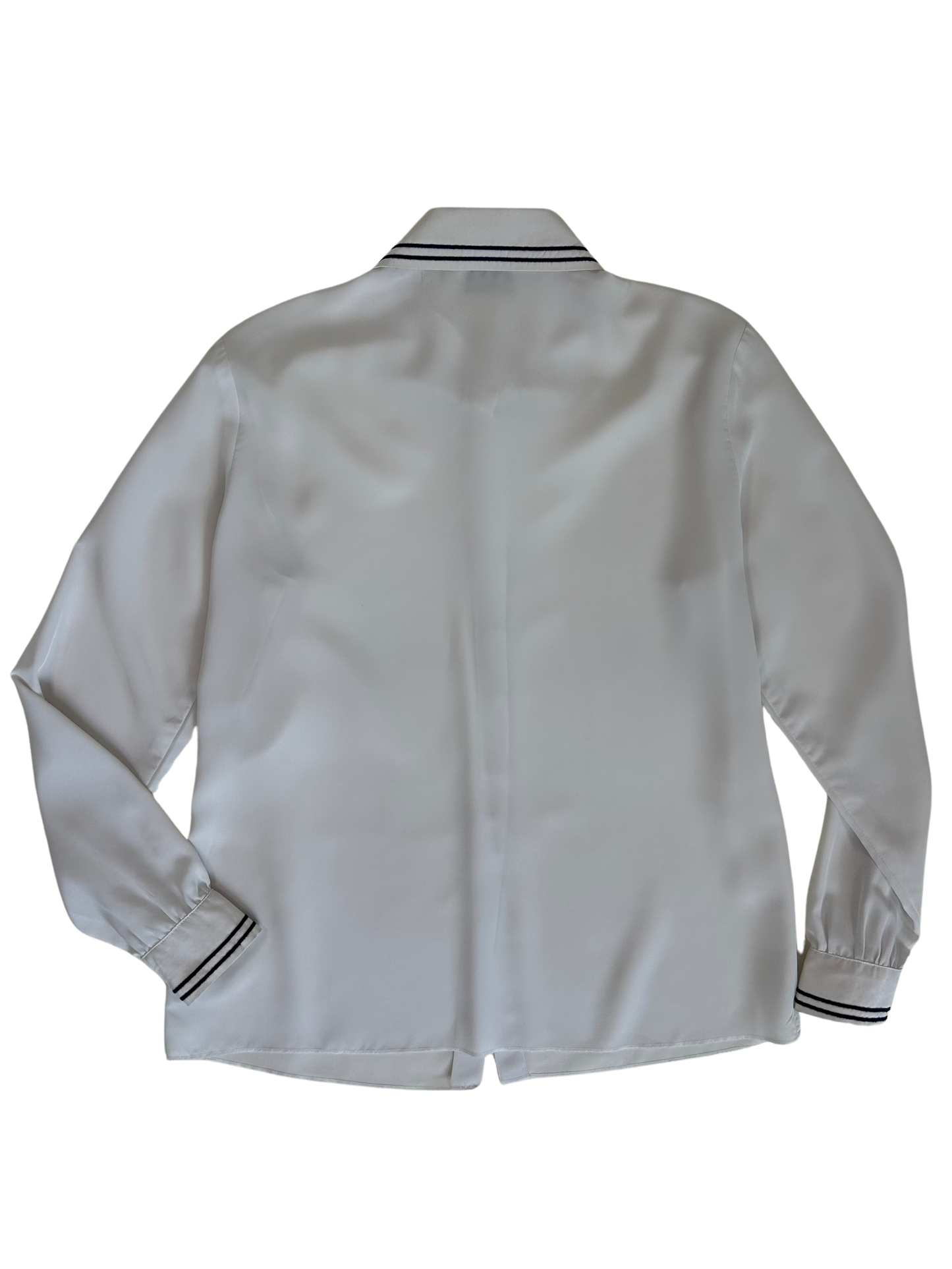 St. John Vintage 1980's White Silk Nautical Blouse