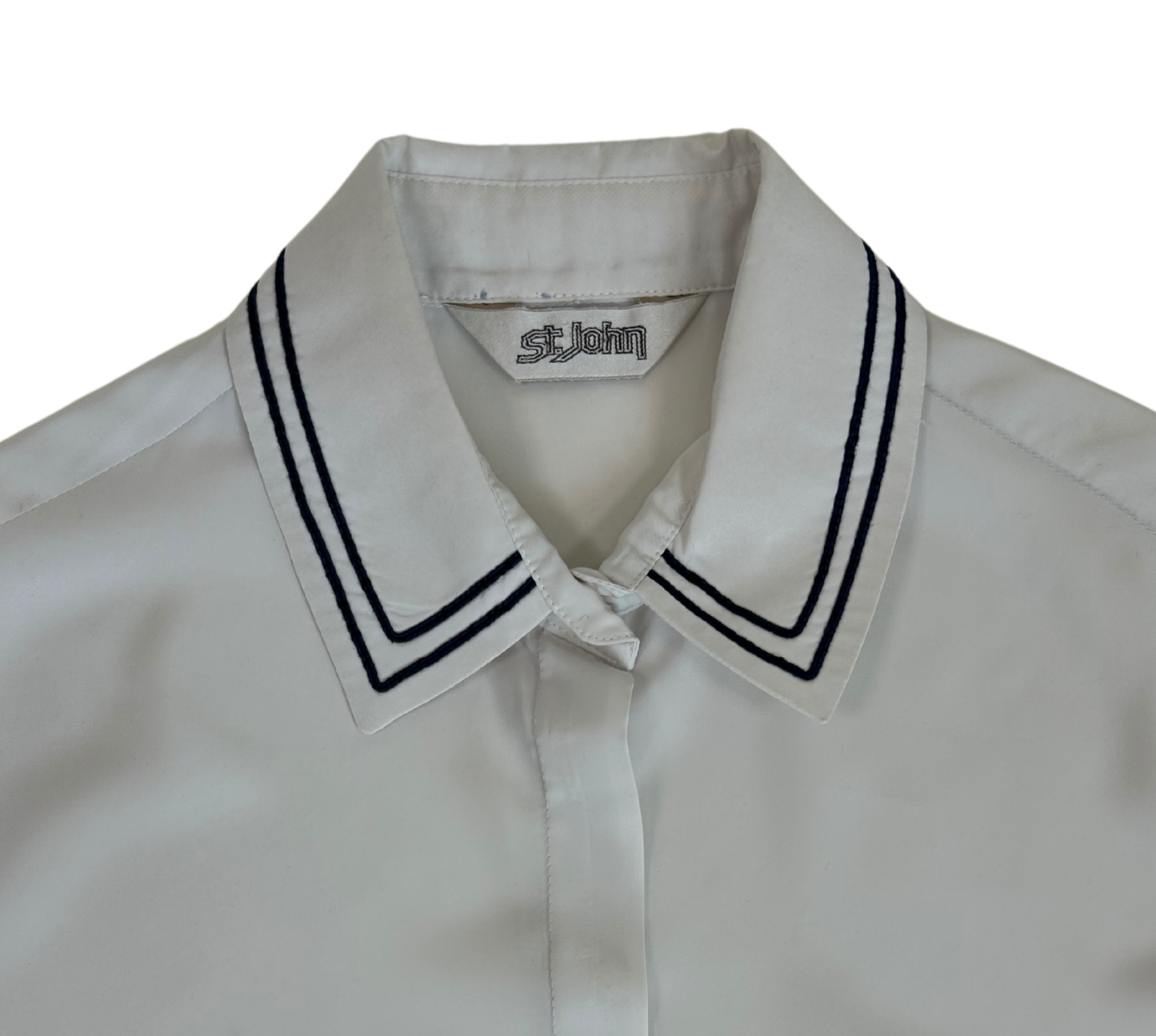 St. John Vintage 1980's White Silk Nautical Blouse