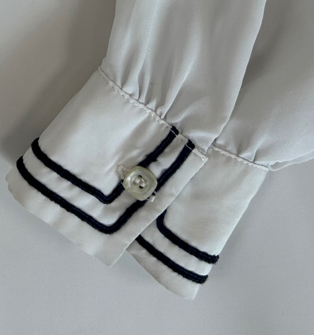 St. John Vintage 1980's White Silk Nautical Blouse