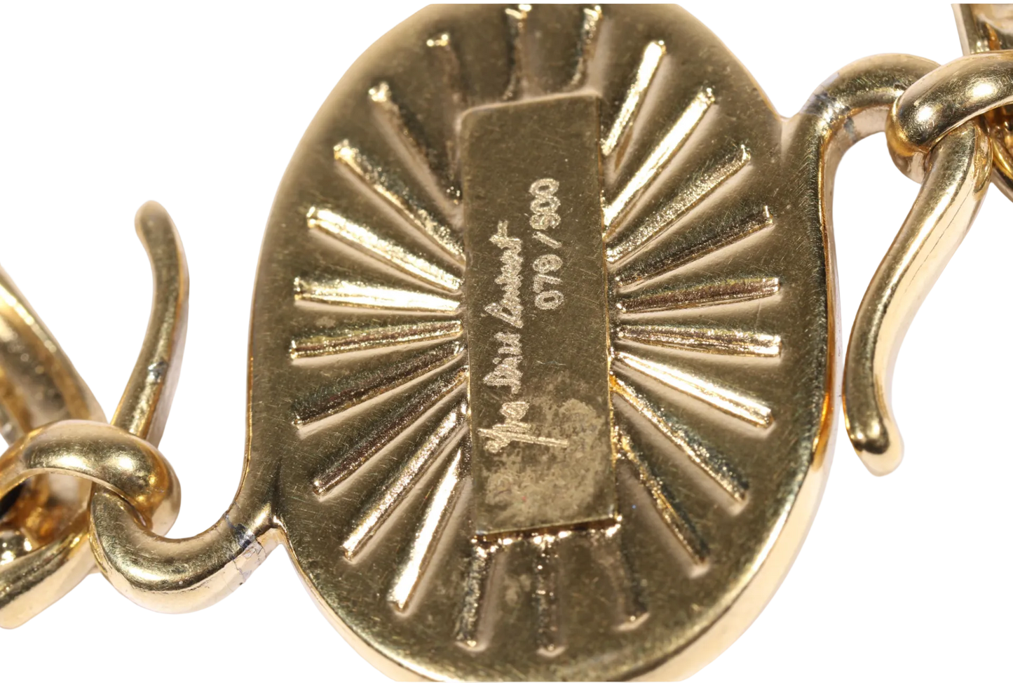 Vintage Yves Saint Laurent Robert Goossens Limited Dark Blue Jelly Cabochon Chain Link Collar Necklace No. 079/500, 1980s