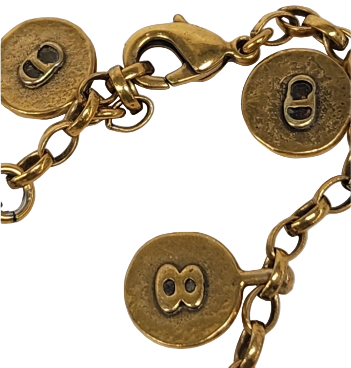 Vintage Christian Dior Gold Tone Charm Medallion Necklace with CD Logo & Talisman Coins (Early 2000s)
