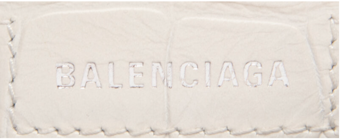 Balenciaga White Croc Embossed Le Cagole Medium Shoulder Bag with Mirror Charm & Mini Pouch