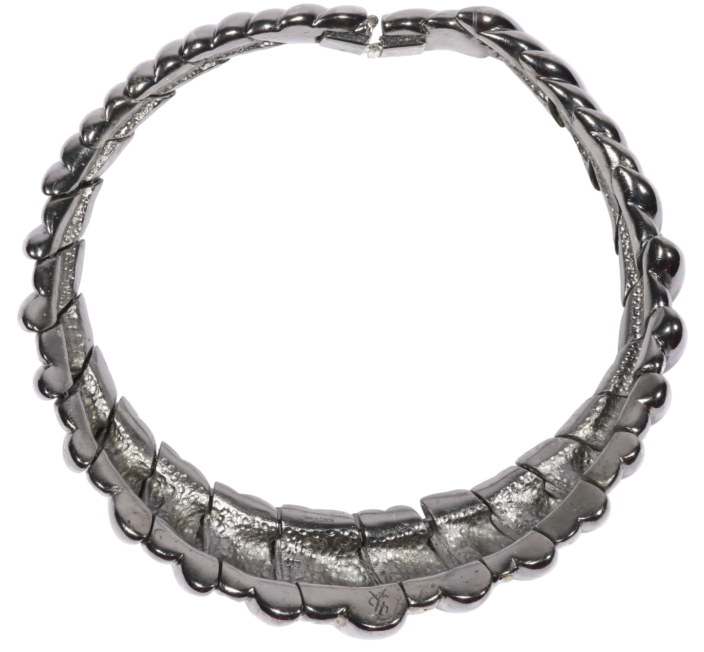 Vintage Yves Saint Laurent Robert Goossens Gunmetal Crystal Collar Necklace, Late 1980s-Early 1990s