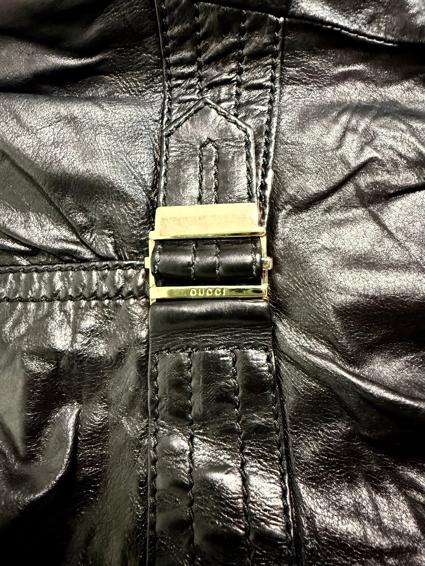 Tom Ford for Gucci Vintage Black Leather Bomber Jacket