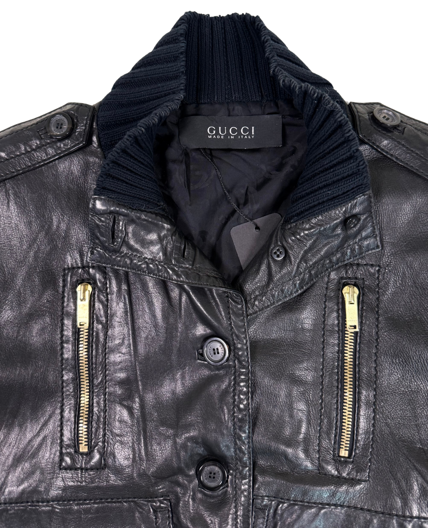 Tom Ford for Gucci Vintage Black Leather Bomber Jacket