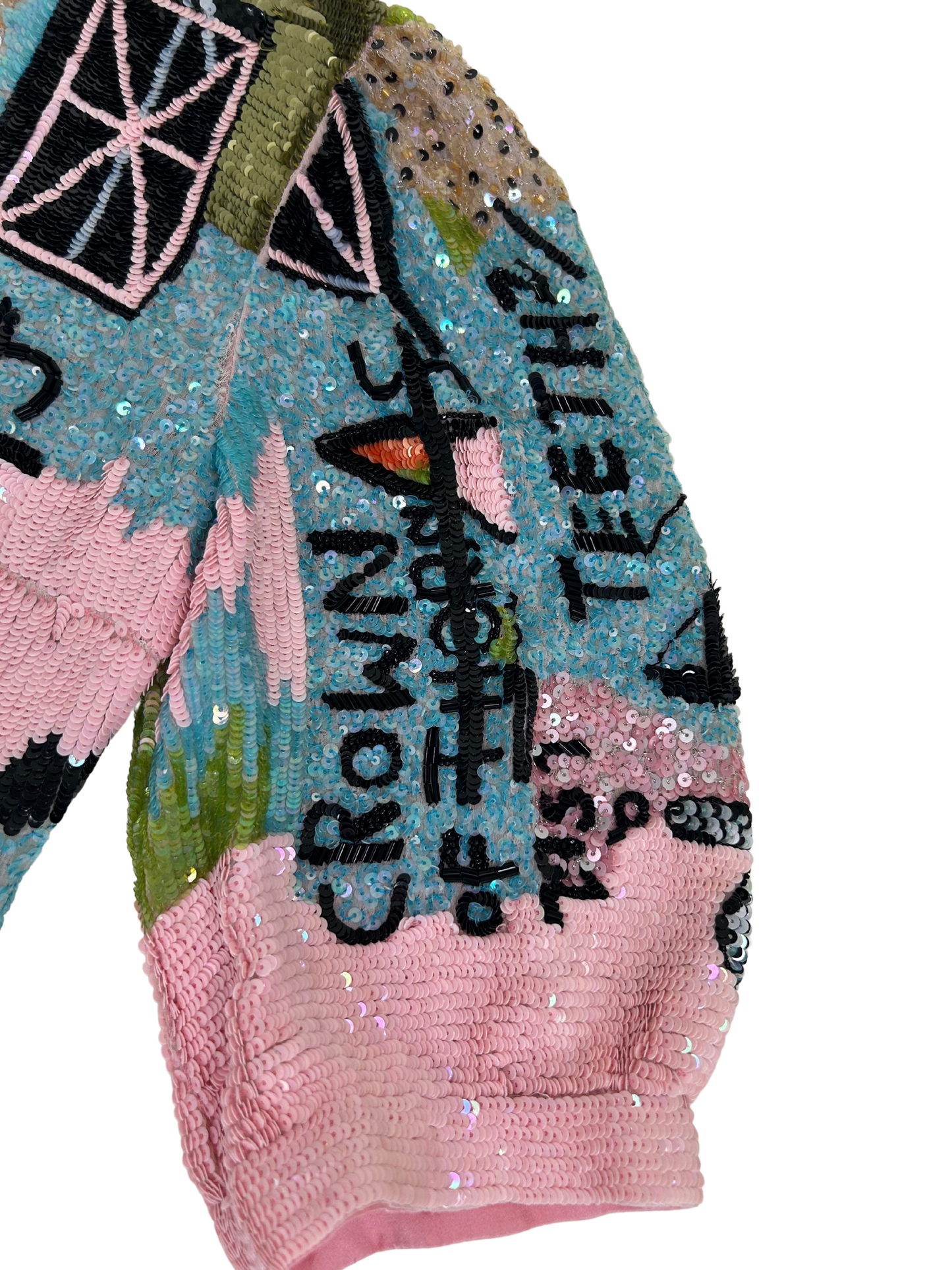 Valentino x Jean-Michel Basquiat Silk Sequin Graffiti Print Blouse