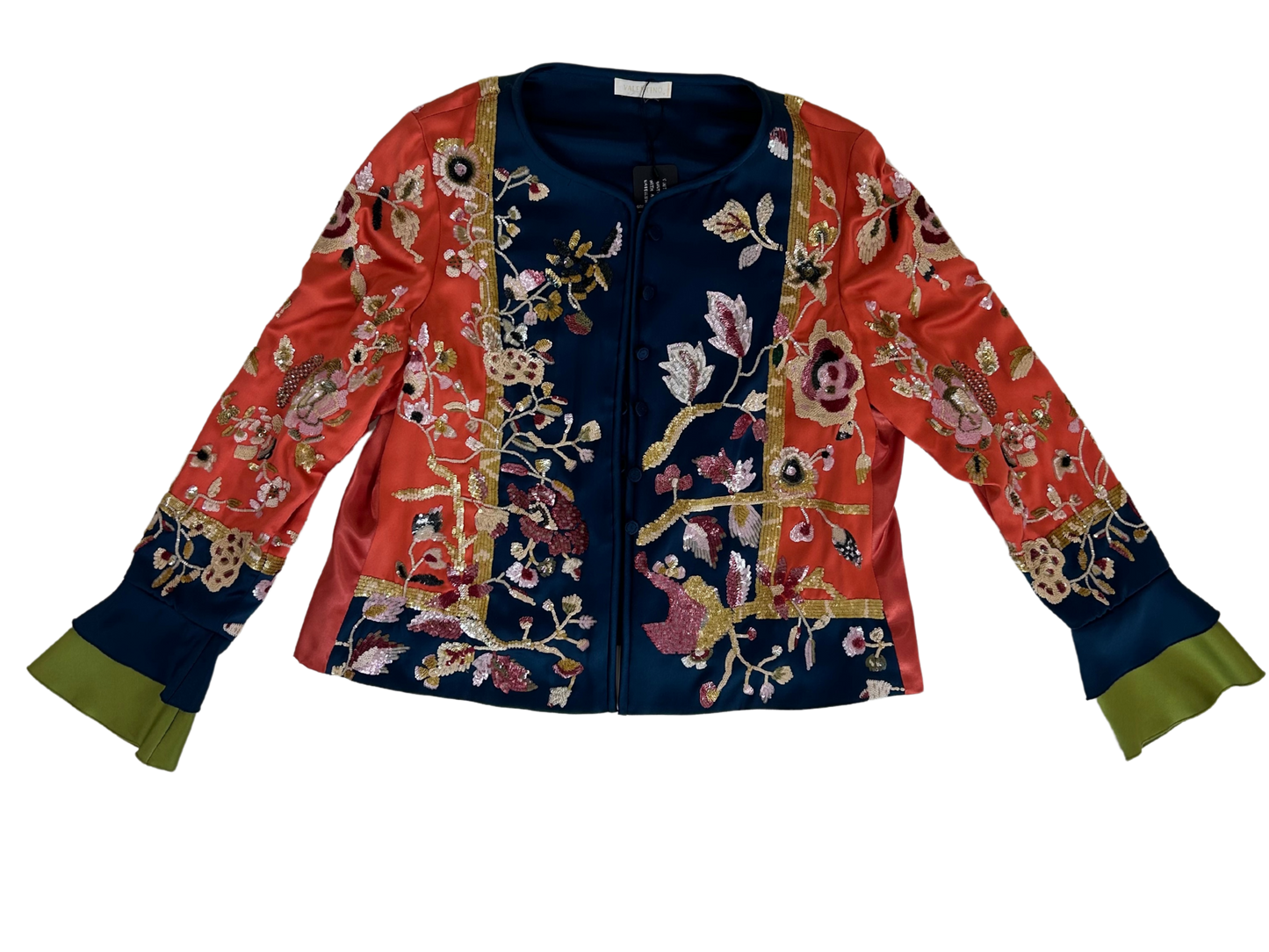 Valentino Vintage Silk Floral Sequin Embellished Evening Jacket