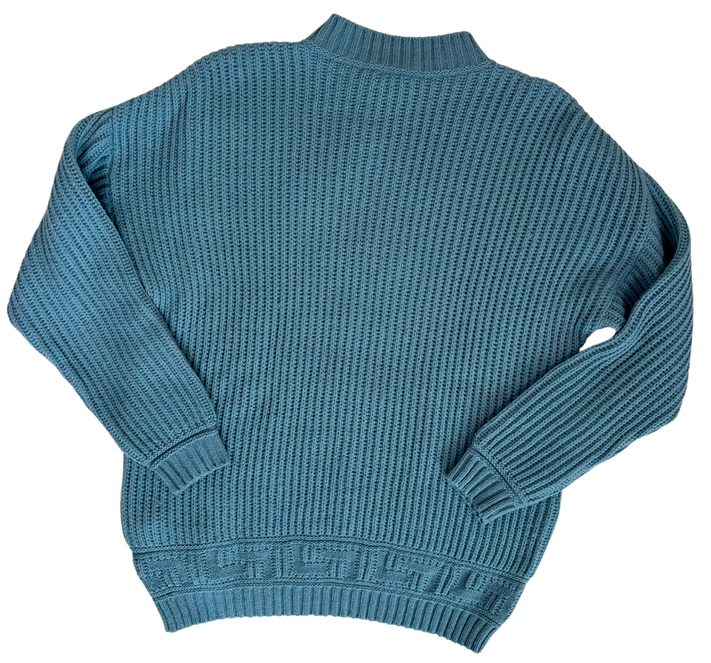 Versace Vintage 90's Light Blue Medusa Cable Knit Sweater