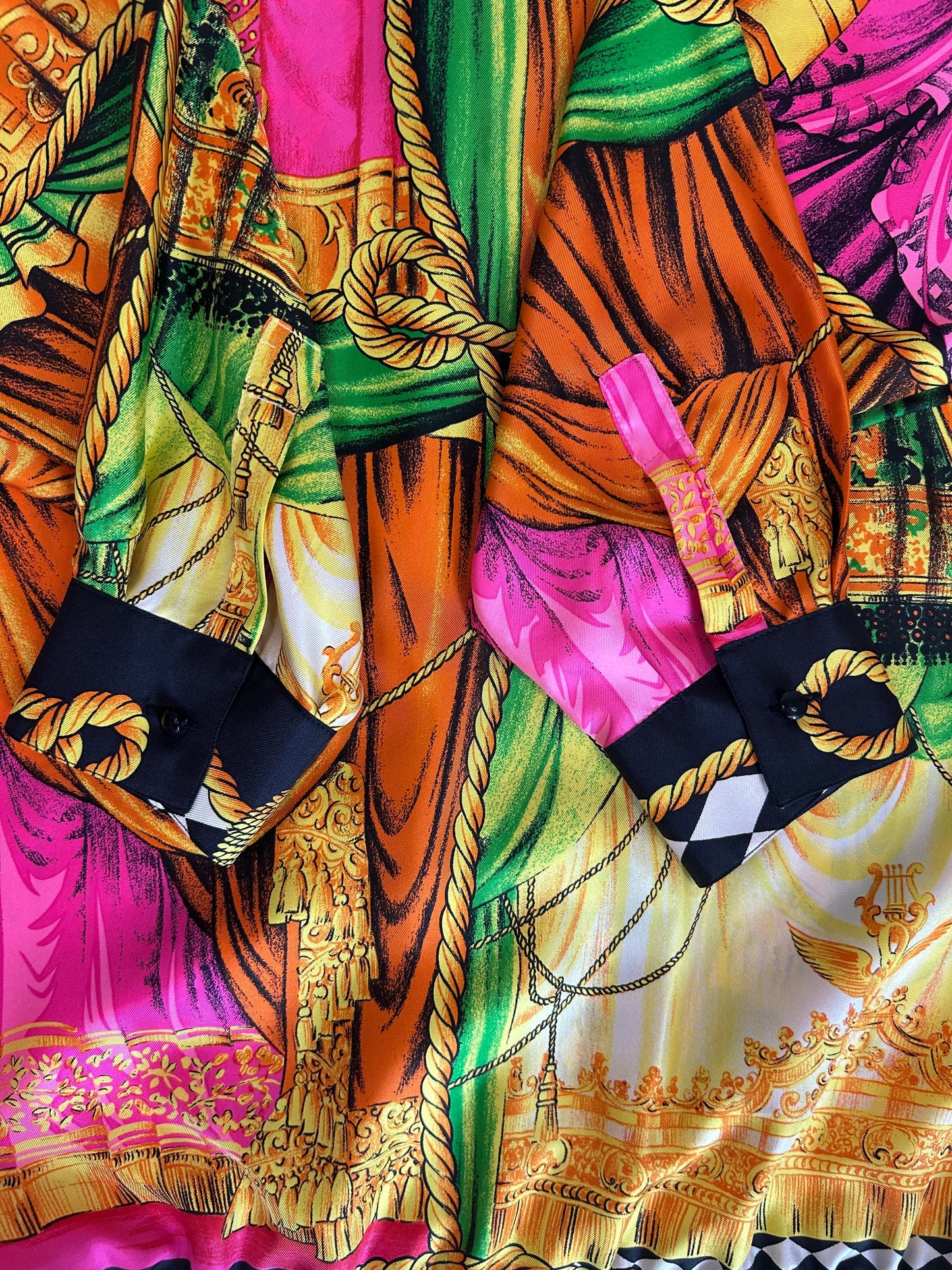 Gianni Versace Vintage 1995 "I Sipari" Curtain Theatre Silk Mandarin Collar Blouse