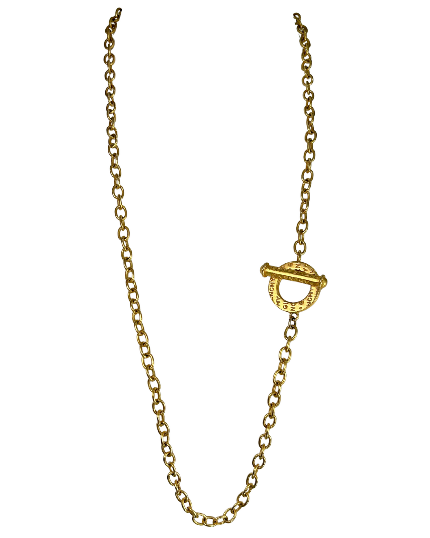 Vintage 1990s Givenchy 14K Gold Plated Logo Toggle Necklace