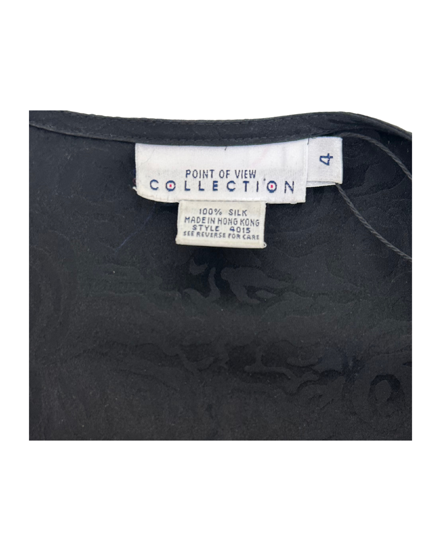 Vintage 1990s Point of View Collection Black Silk Jacquard Dress