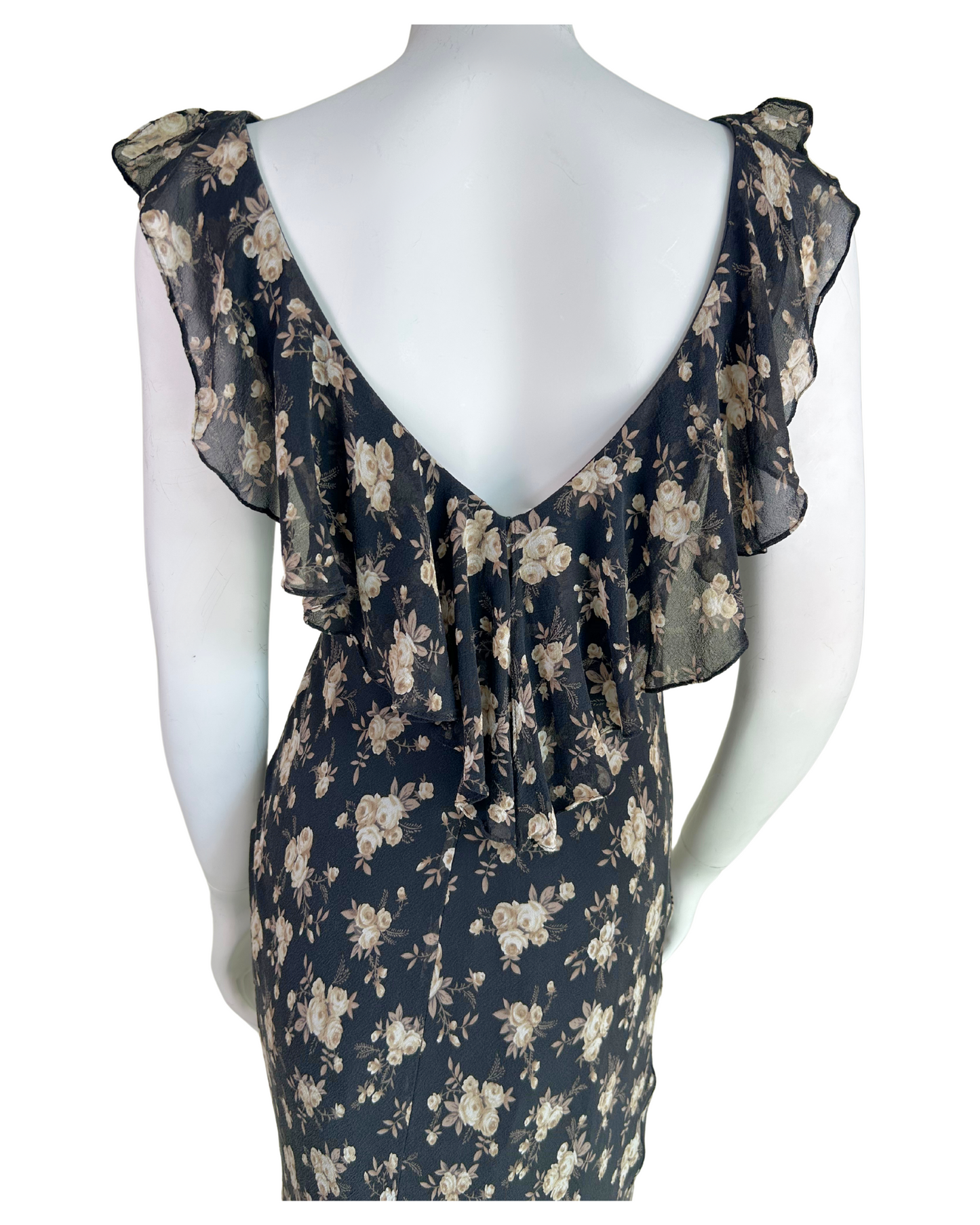 Vintage 1990s Silk Floral Midi Dress - Convertible Back-to-Front Style