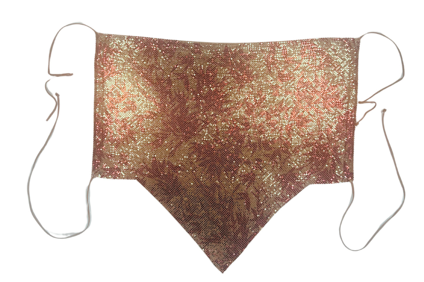 Whiting & Davis Vintage Gold and Red Metallic Flora Print Mesh Halter Top