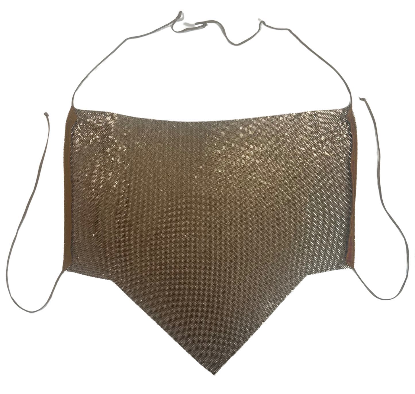 Whiting & Davis Vintage Gold and Red Metallic Flora Print Mesh Halter Top