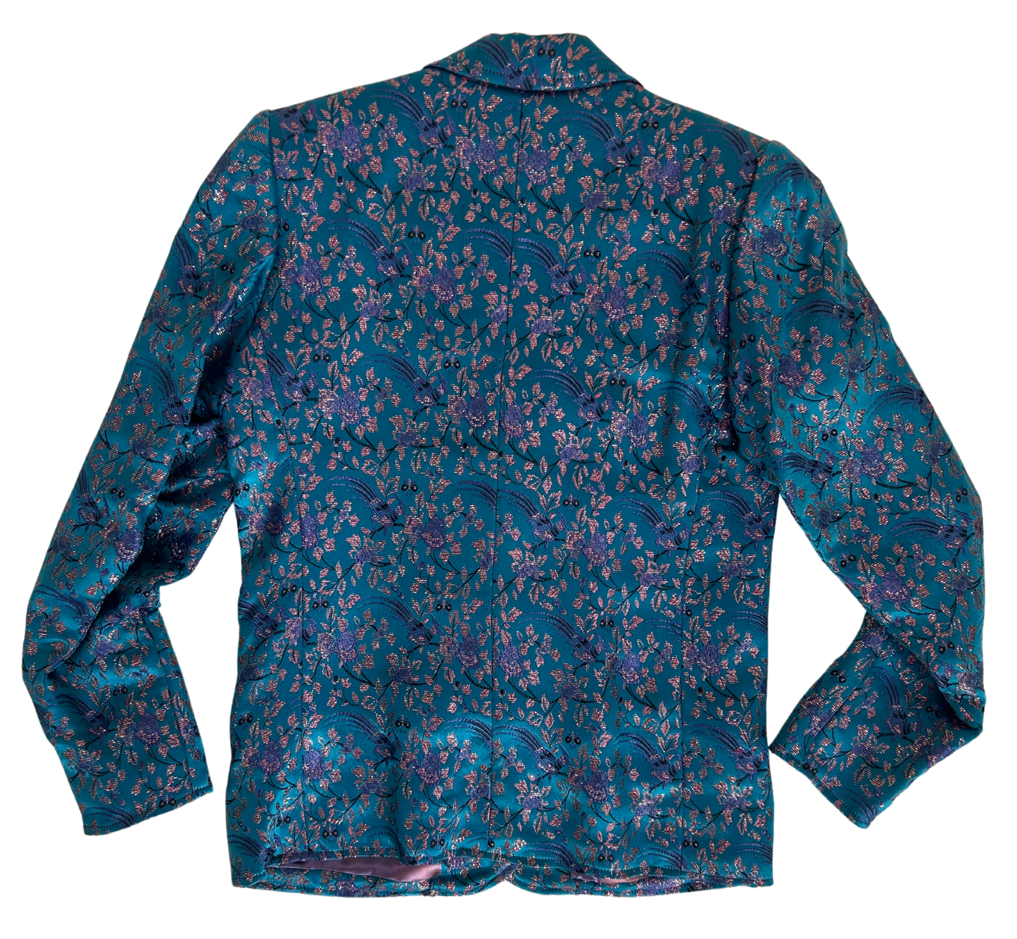 Saint Laurent Rive Gauche Vintage 1980s Blue Floral Brocade Blazer