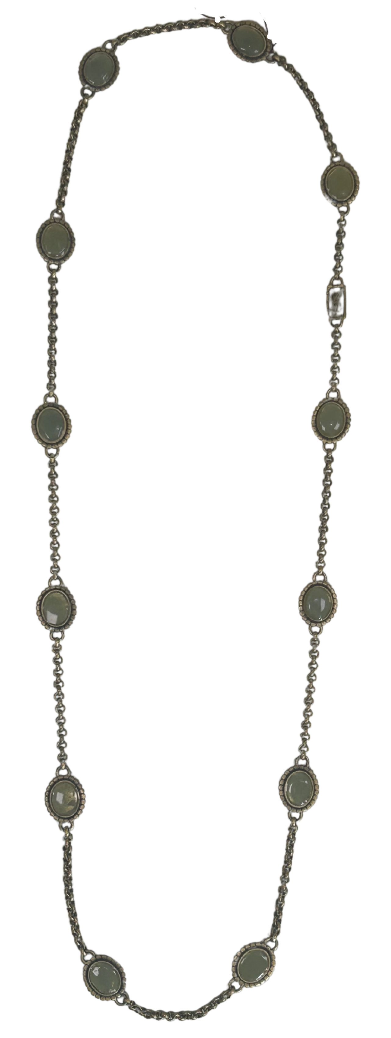 YSL Yves Saint Laurent Vintage Green Cabochon Station Necklace