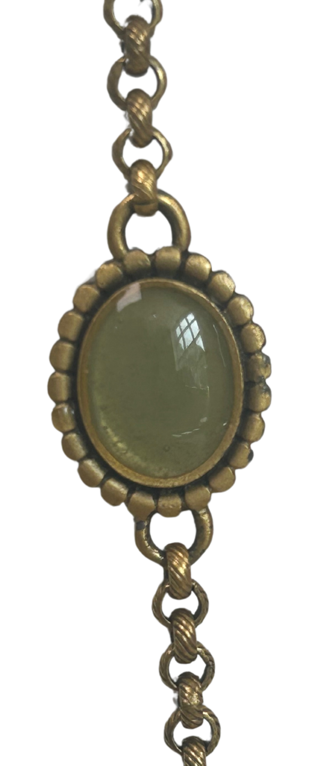 YSL Yves Saint Laurent Vintage Green Cabochon Station Necklace