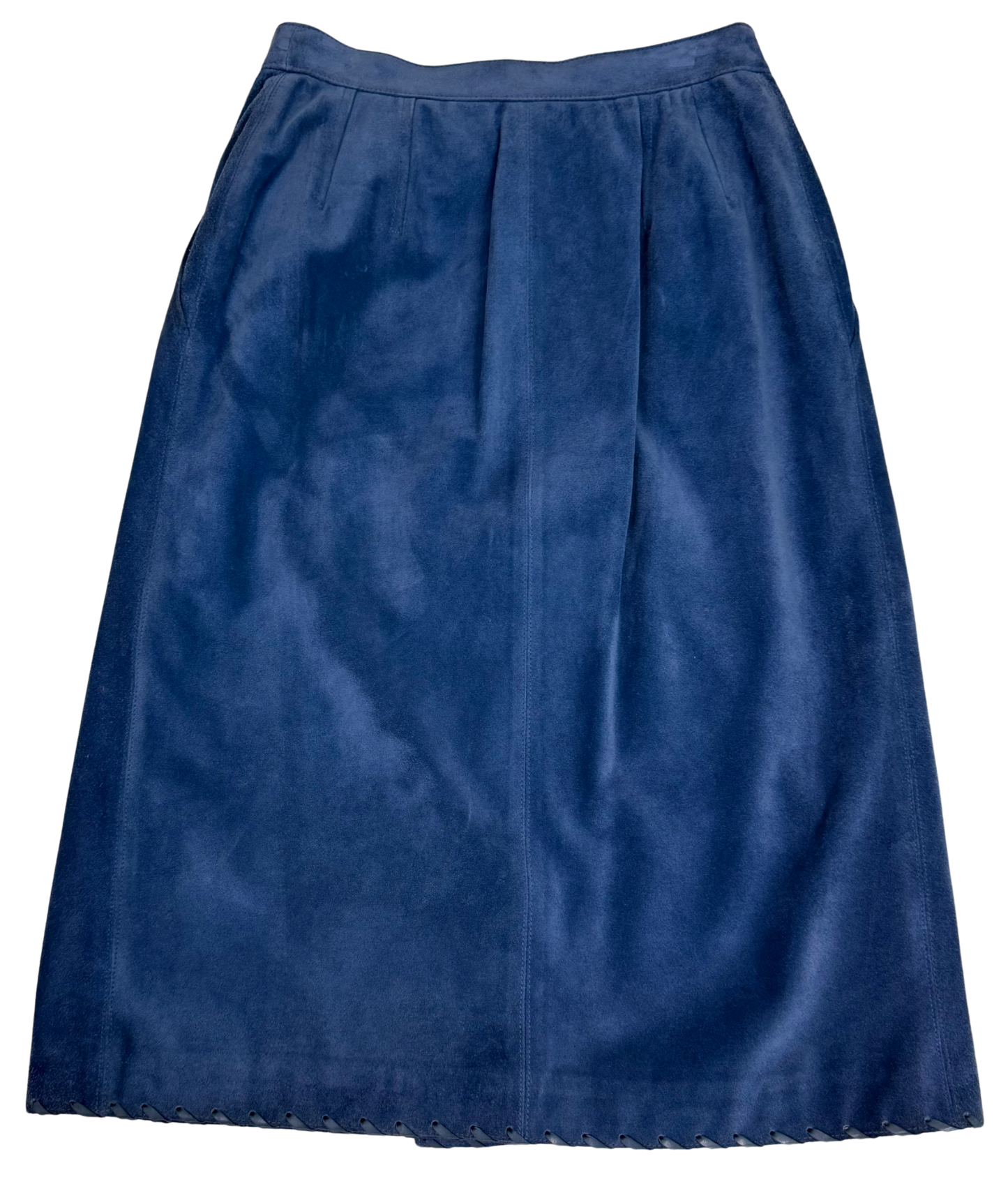Saint Laurent Rive Gauche Vintage 1970's Blue Suede Leather Skirt
