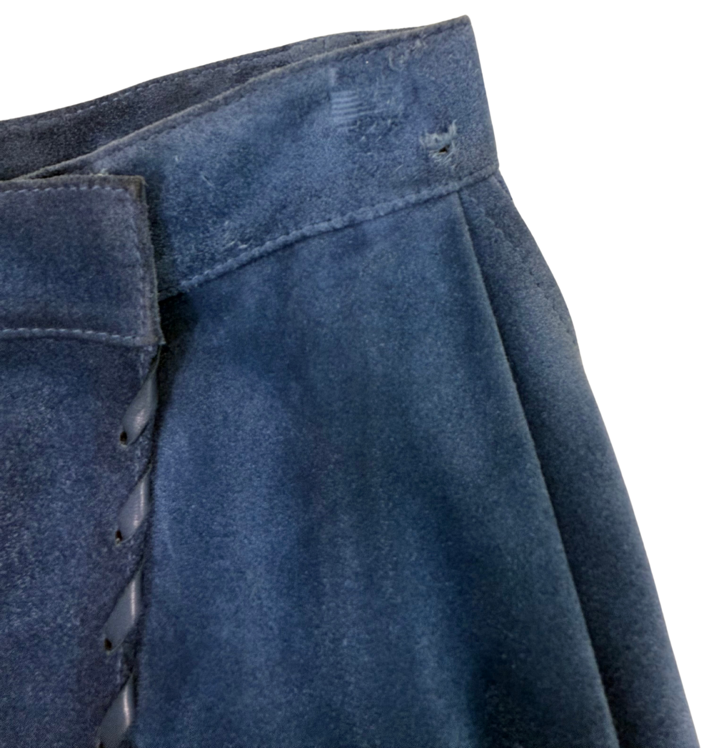 Saint Laurent Rive Gauche Vintage 1970's Blue Suede Leather Skirt
