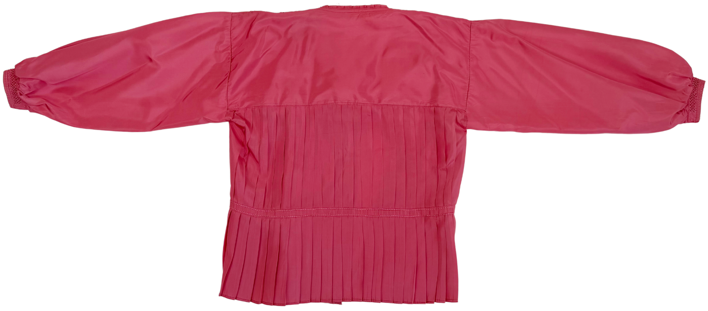 Antique Edwardian Pink Silk Embroidered Smocked Jacket, Circa 1910s