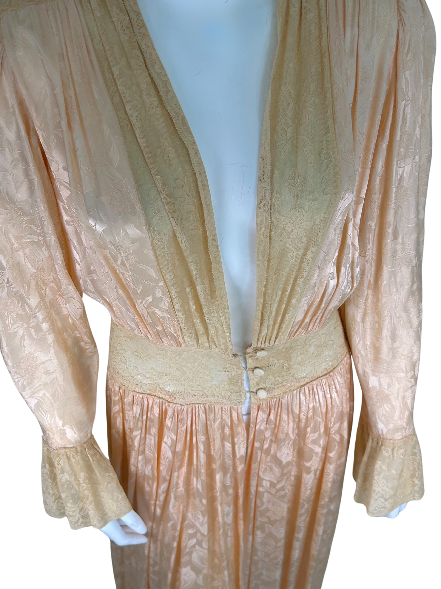 Vintage 1930s Blush Pink Satin and Lace Peignoir Robe