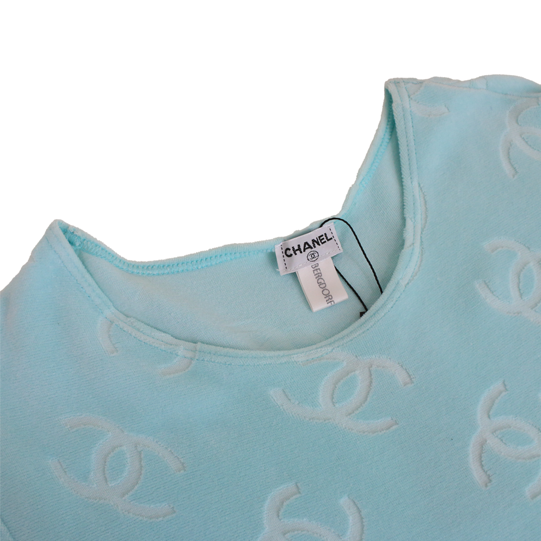 Chanel Vintage 90s Aqua Terrycloth Mini Dress