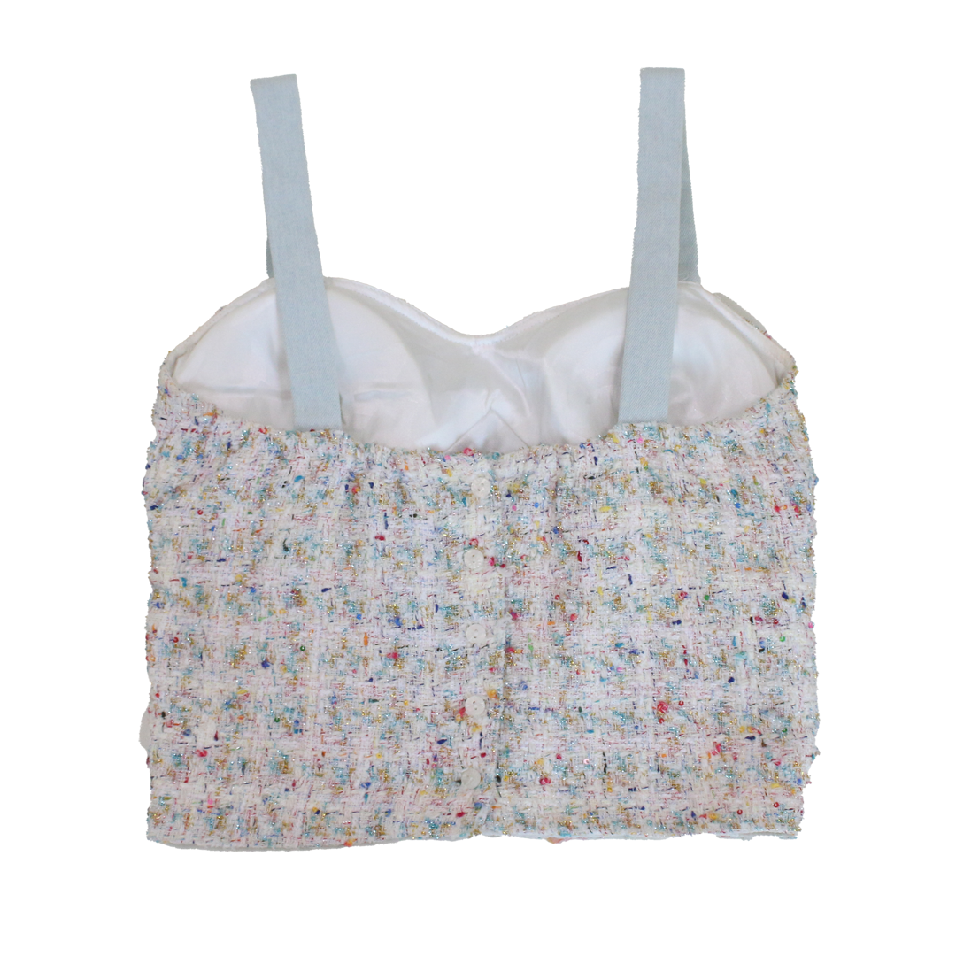 Chanel Ivory And Metallic Boucle Bustier