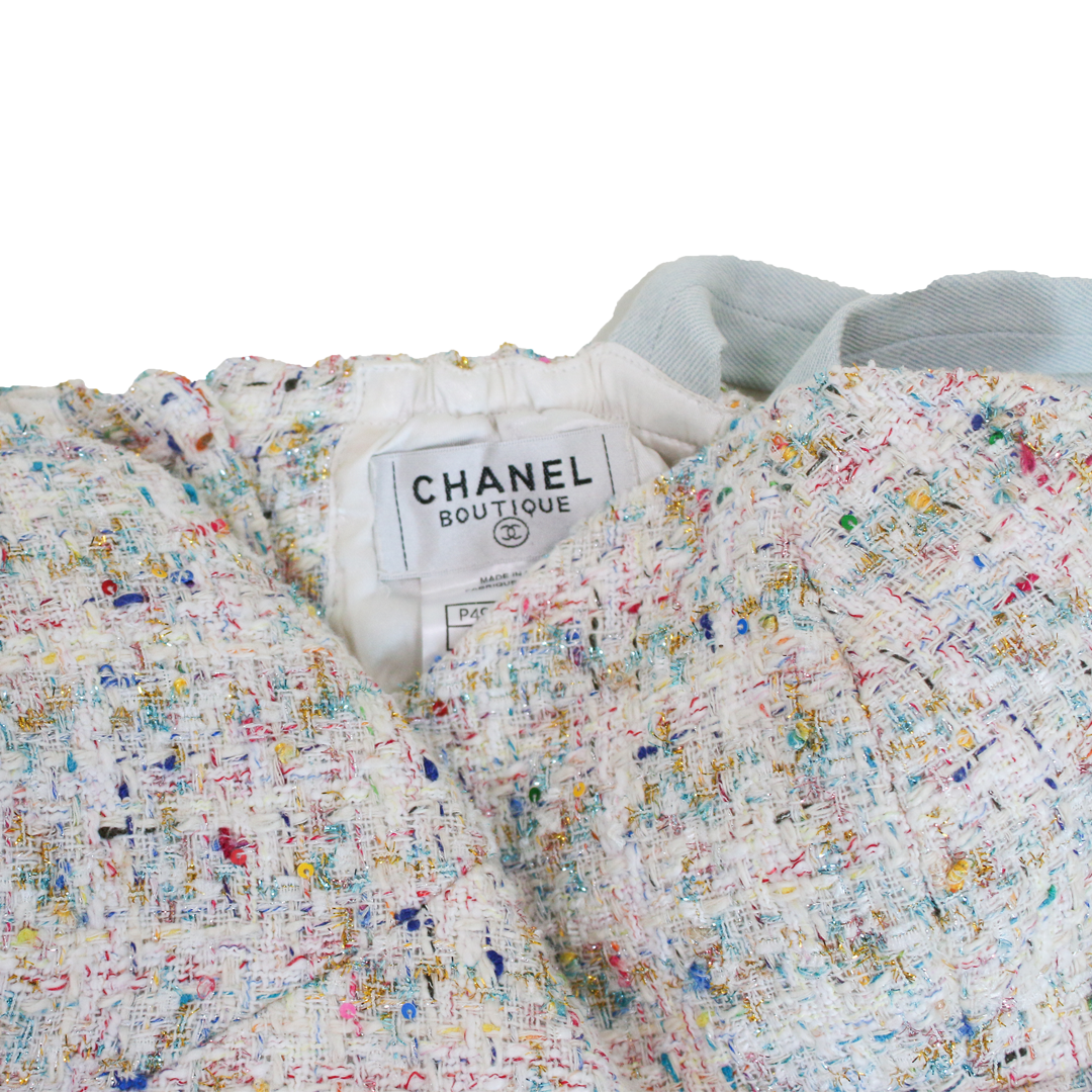 Chanel Ivory And Metallic Boucle Bustier