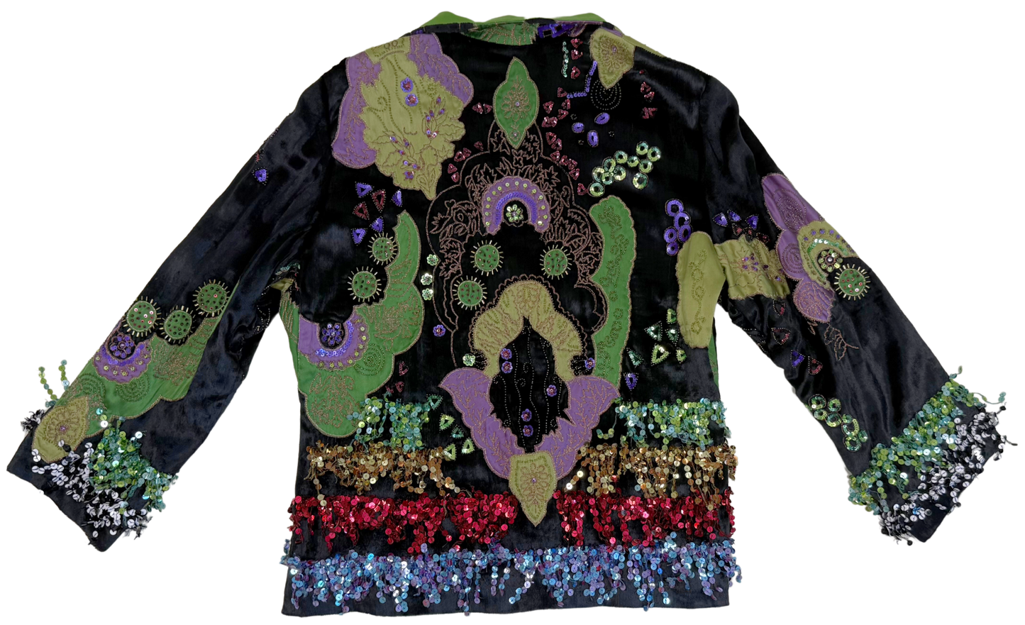 Merle Reskin x Vintage Etro Velvet and Charmeuse Embellished Evening Jacket with Sequins and Beading