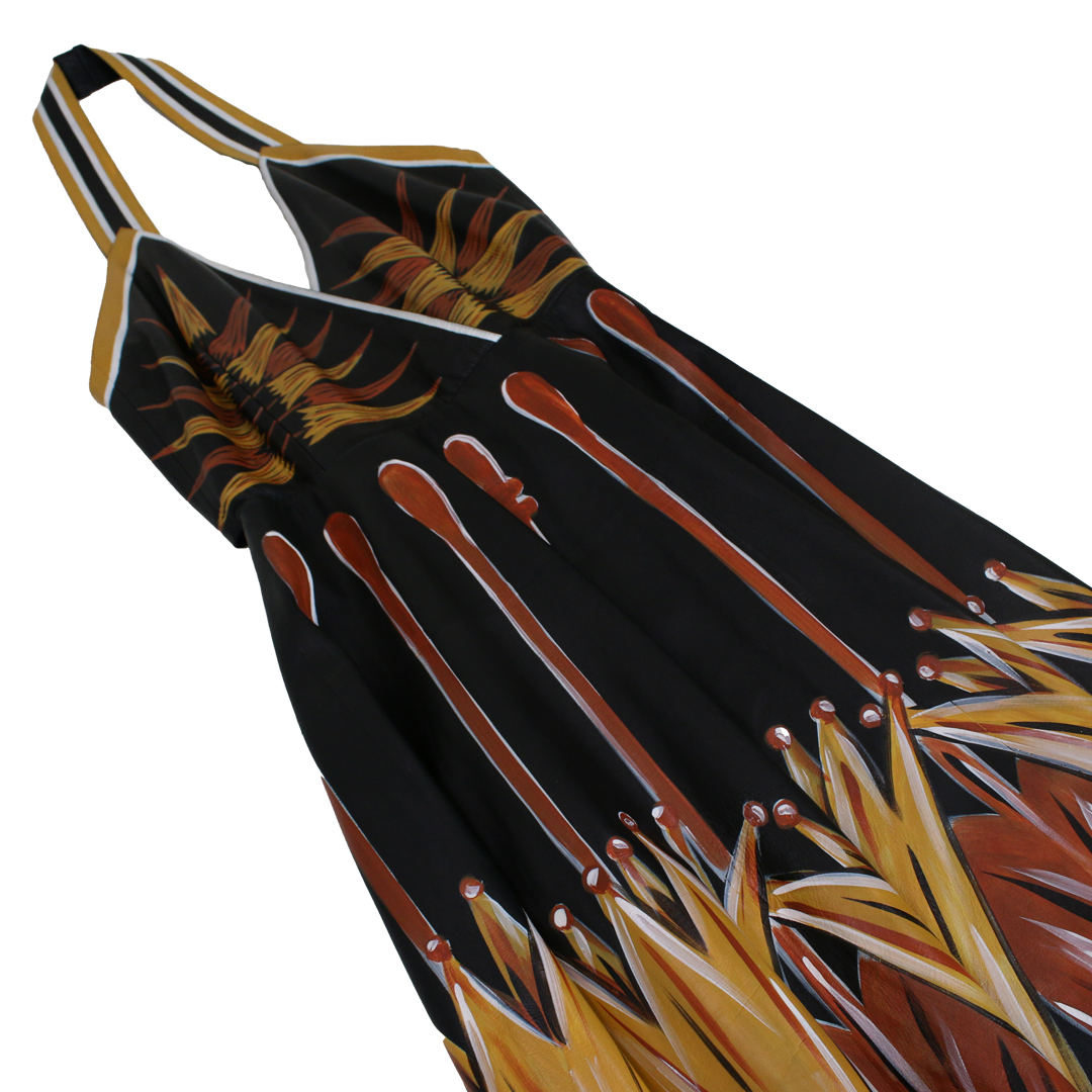 Valentino Hand-Painted Halter Dress In Black Lambskin Leather