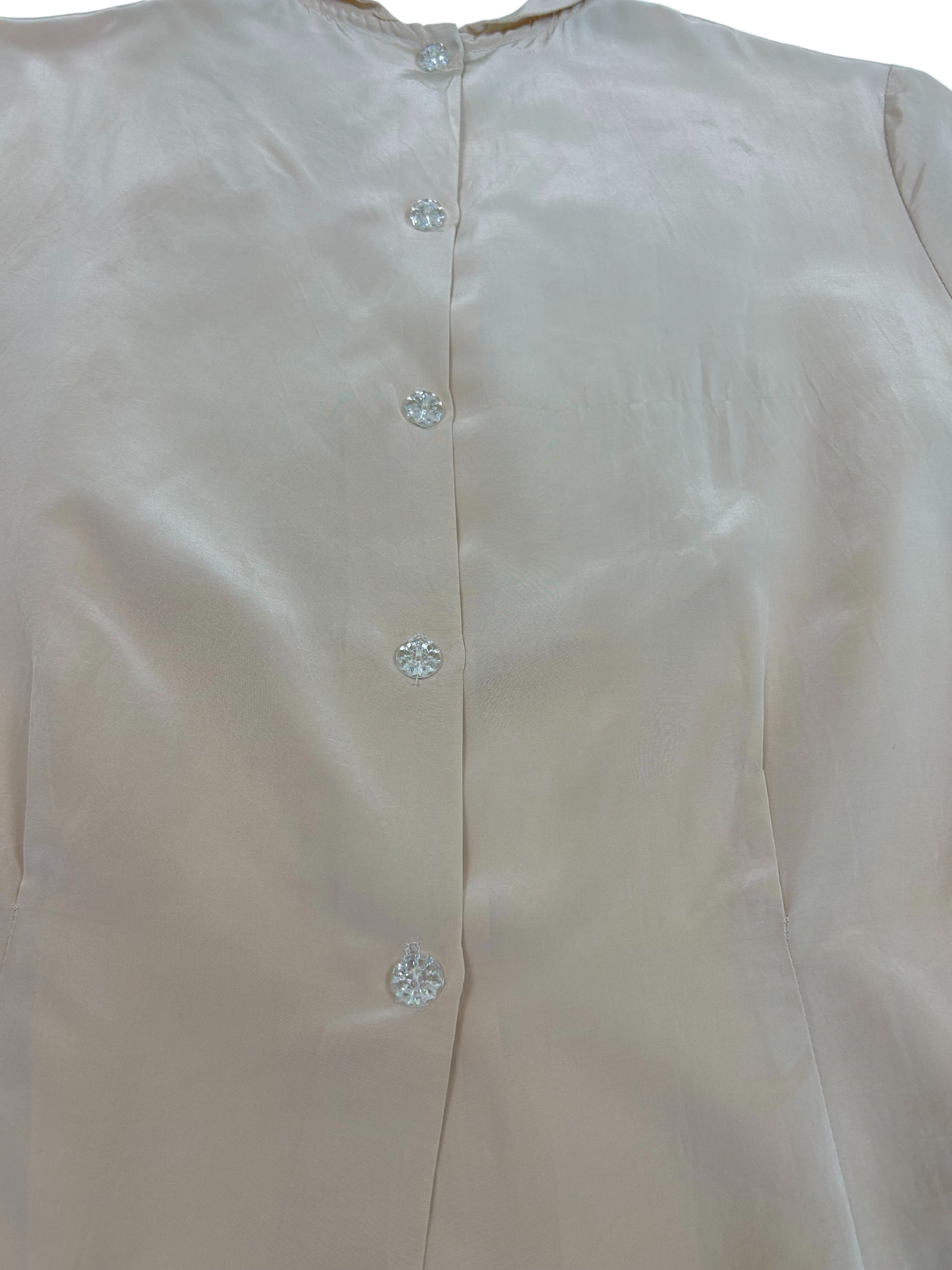 Vintage 1930s Art Deco Embroidered Blouse with Peter Pan Collar and Glass Buttons