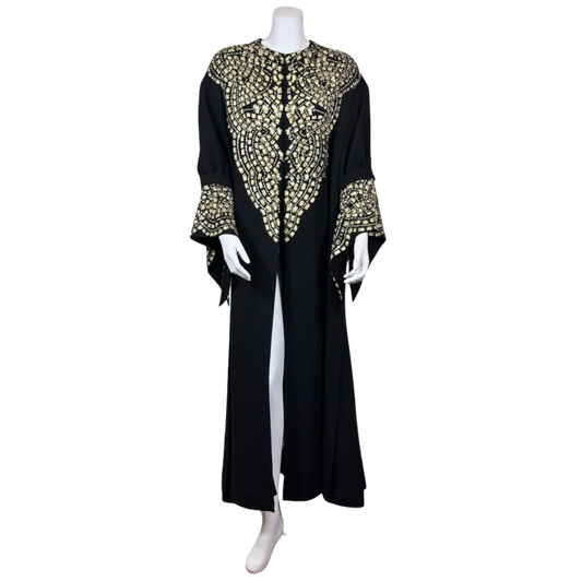 Vintage Oscar de la Renta Gold Beaded Black Silk Caftan Dress | Iris Apfel Provenance | c.1990s-2000s