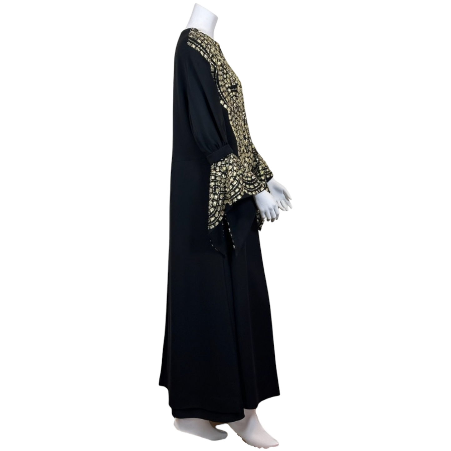 Vintage Oscar de la Renta Gold Beaded Black Silk Caftan Dress | Iris Apfel Provenance | c.1990s-2000s