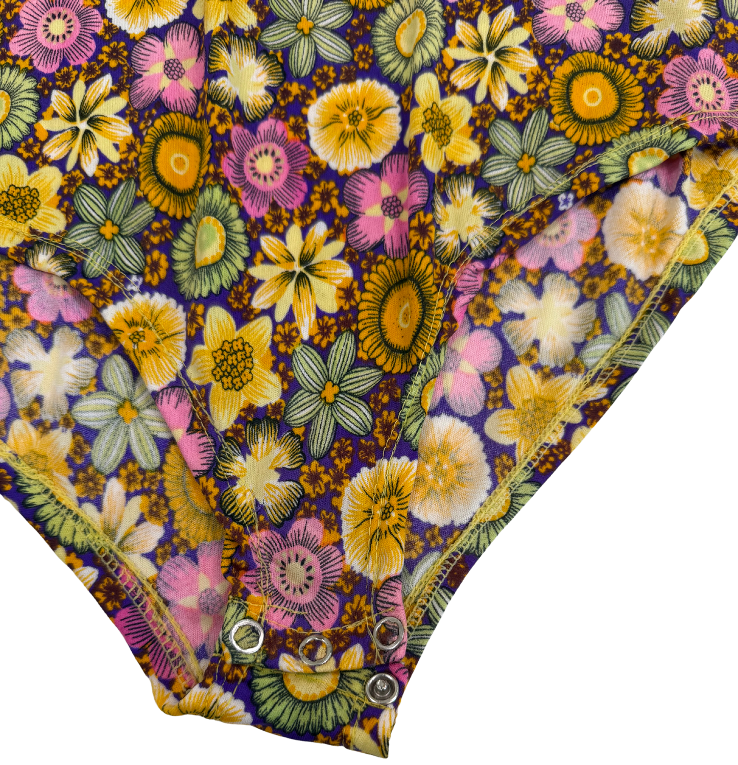 Vintage 1970s Long Sleeve Collared Floral Bodysuit