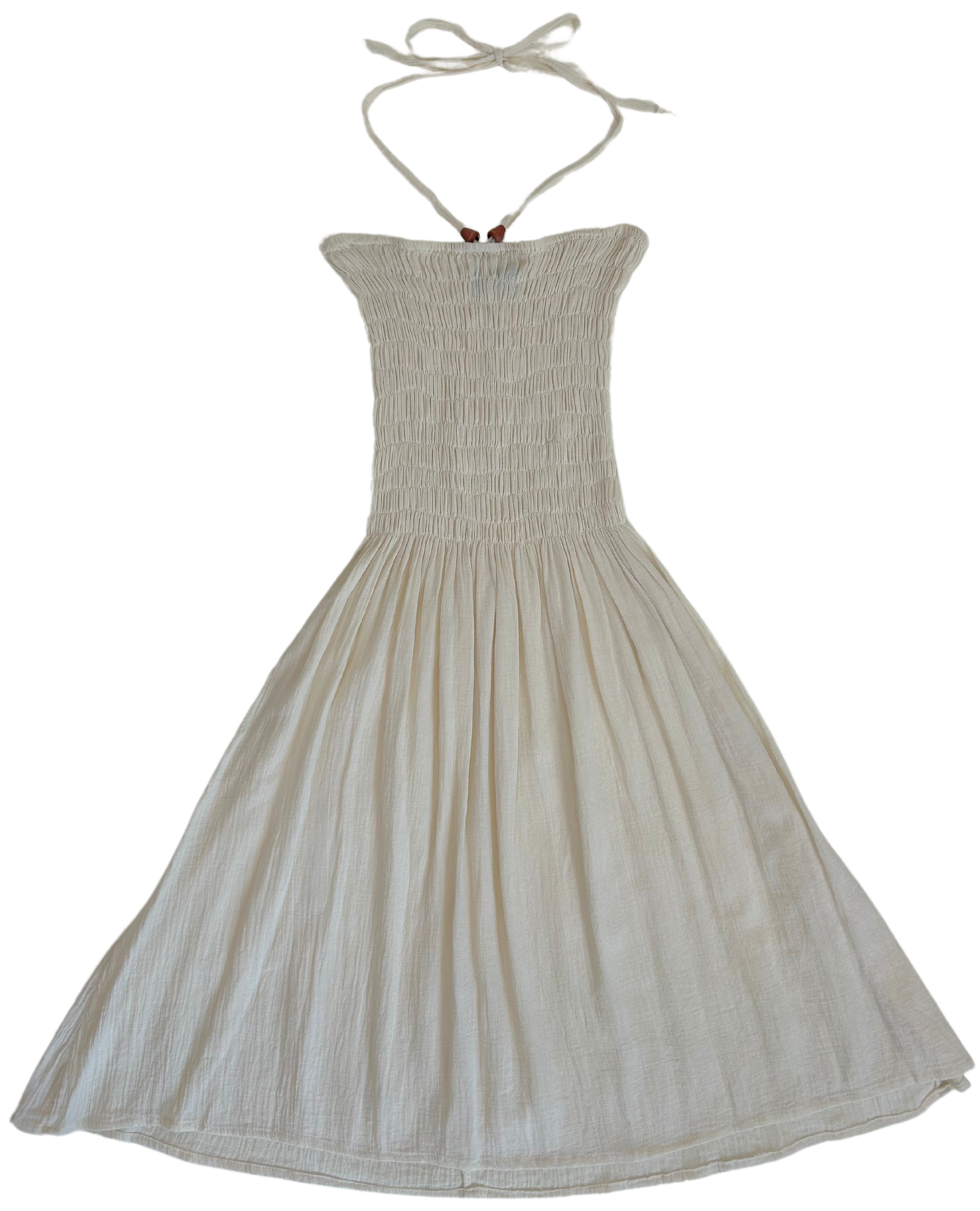 Vintage 1990s Beach Crew Ivory Cotton Halter Dress