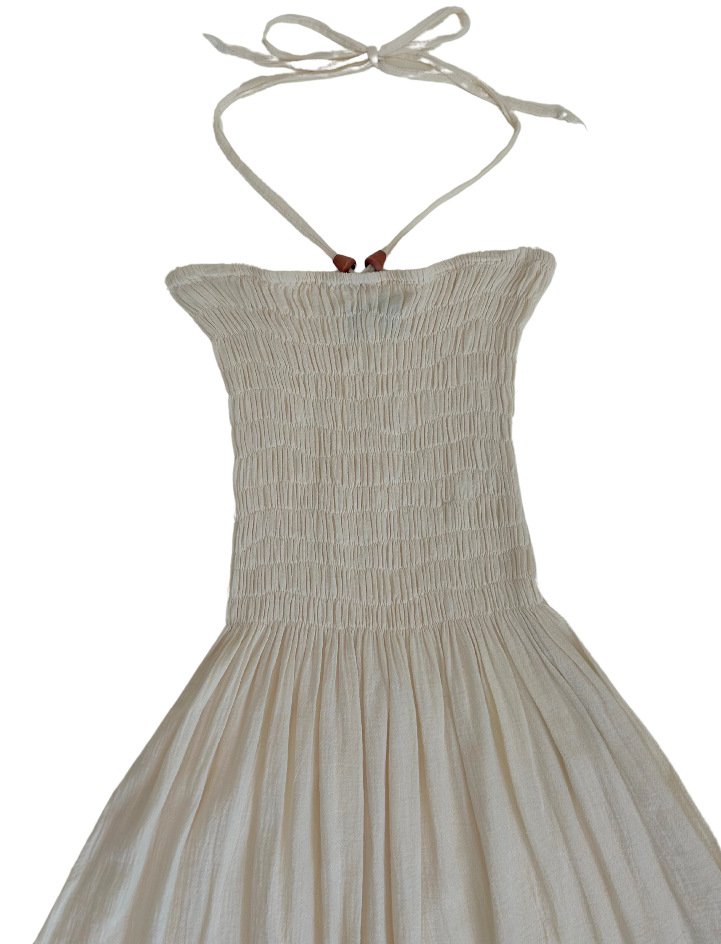 Vintage 1990s Beach Crew Ivory Cotton Halter Dress
