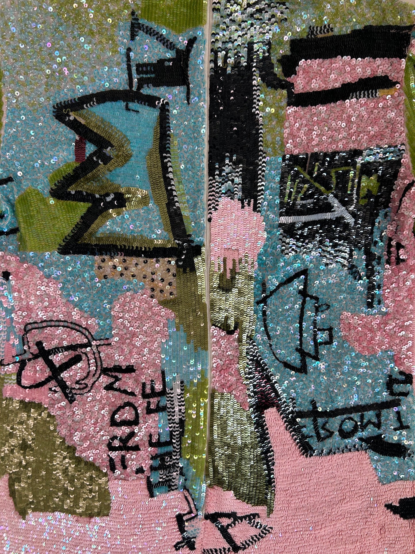 Valentino x Jean-Michel Basquiat Silk Sequin Graffiti Print Blouse
