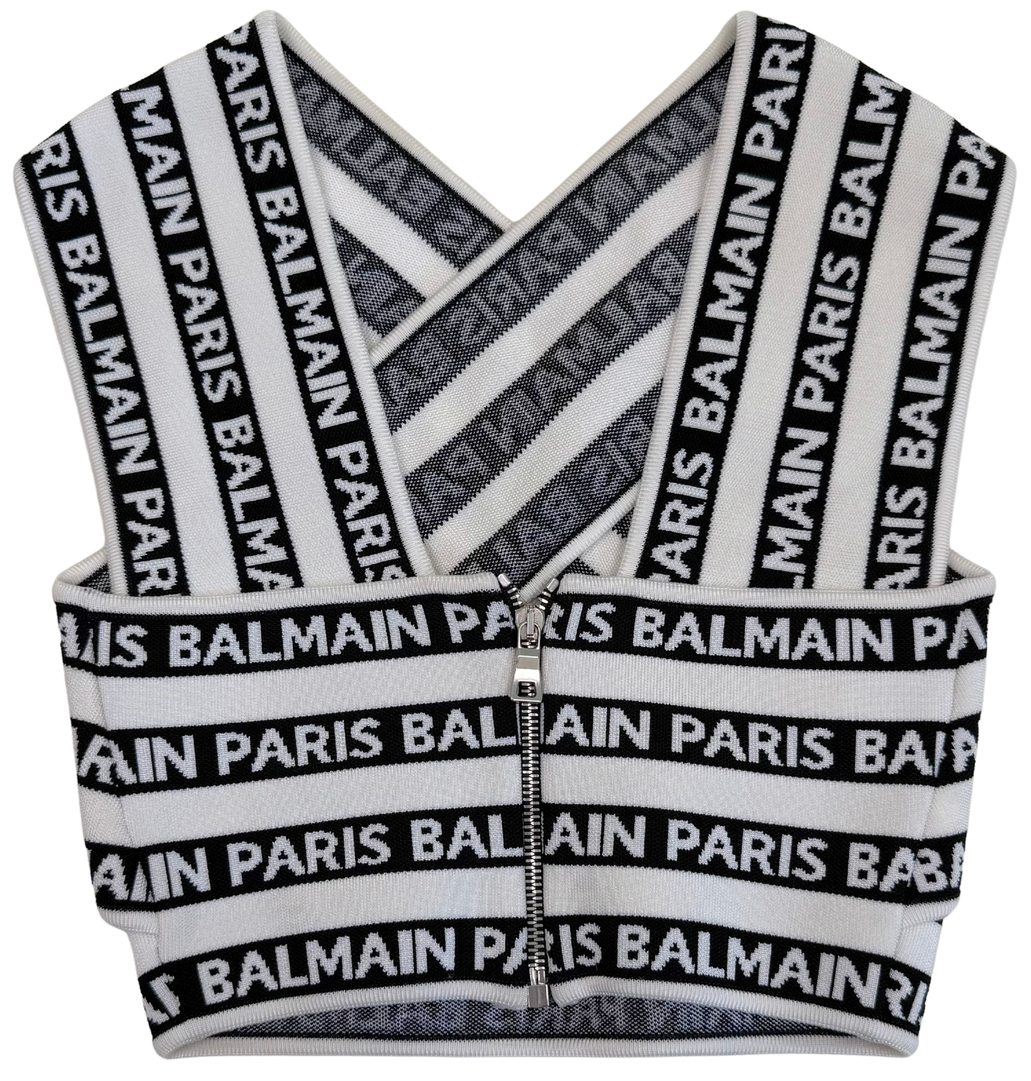 Balmain Logo Print Crossover Banded Top