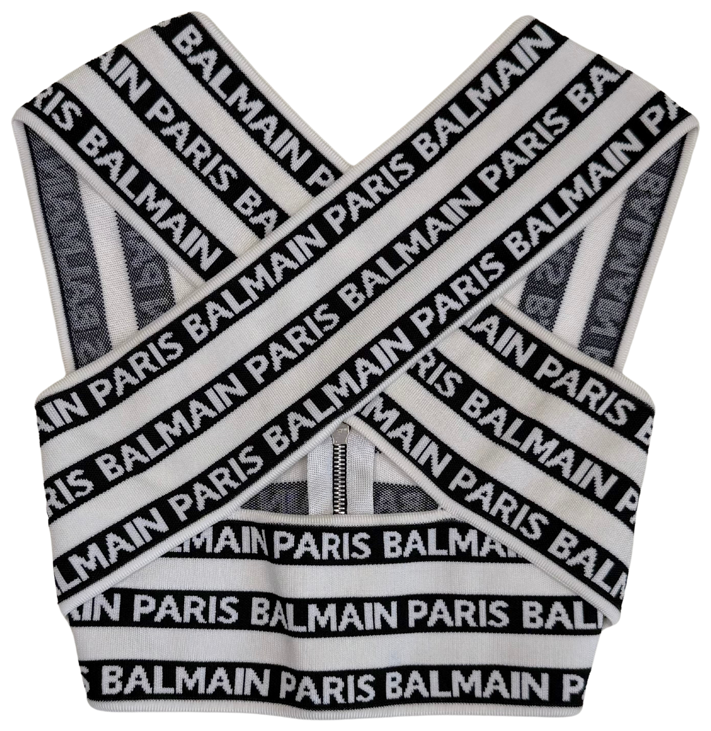 Balmain Logo Print Crossover Banded Top