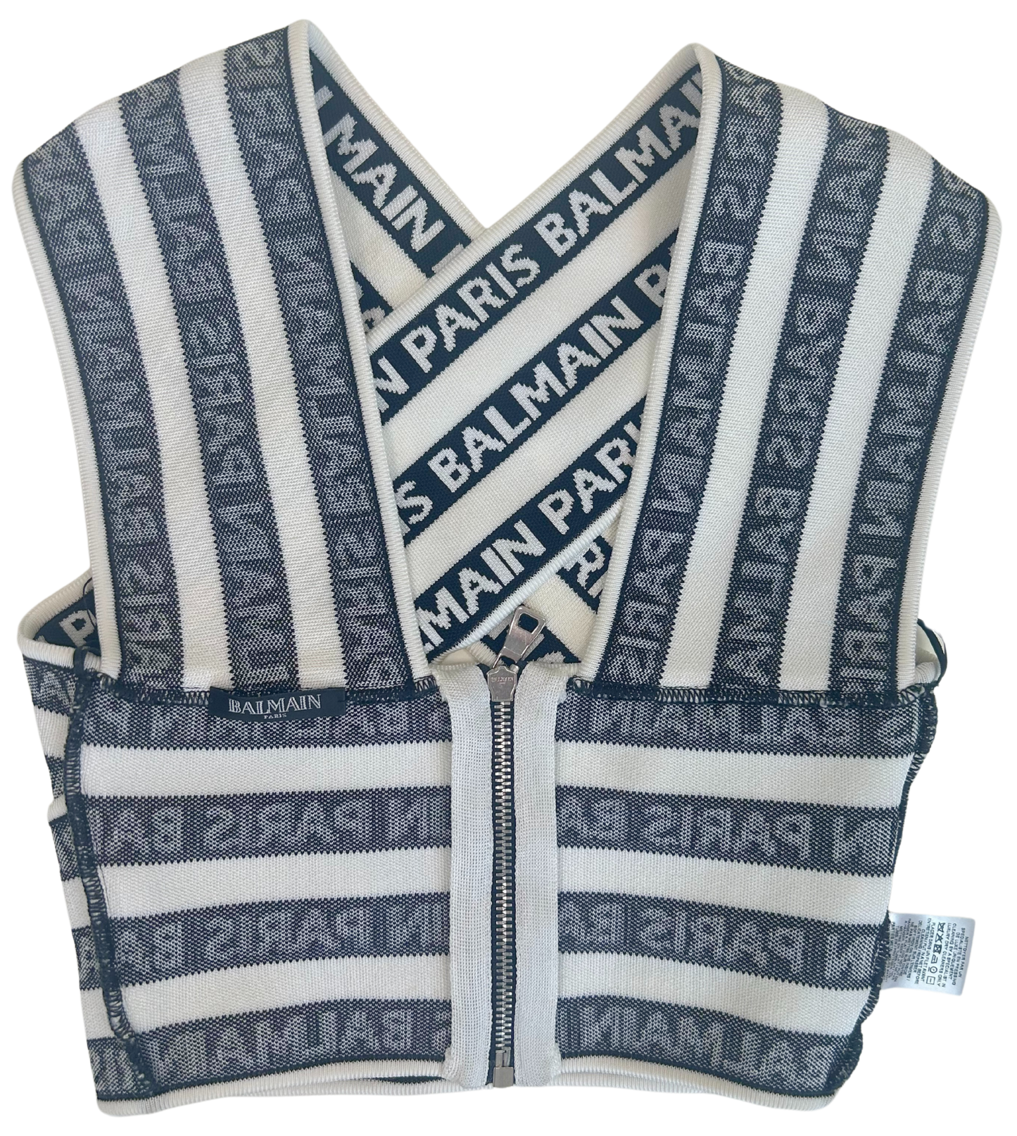 Balmain Logo Print Crossover Banded Top
