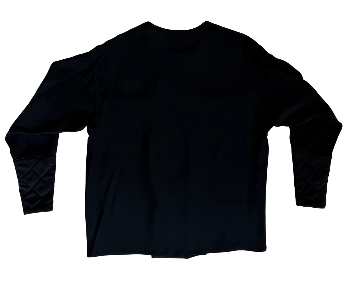 Chanel Vintage 90's Black Silk Collarless Blouse
