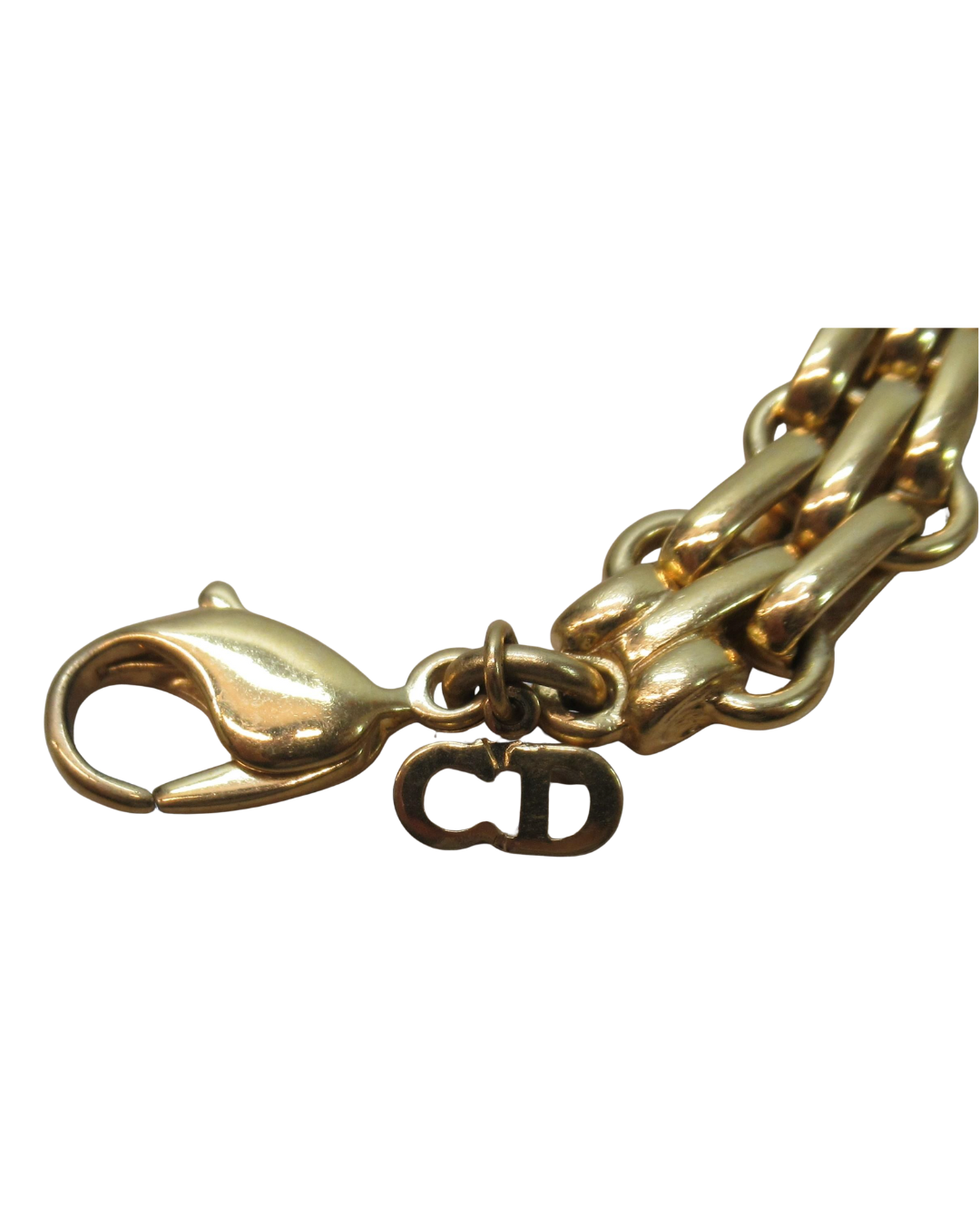 Vintage Christian Dior Triple-Link Chain Bracelet with CD Charm — 1980s
