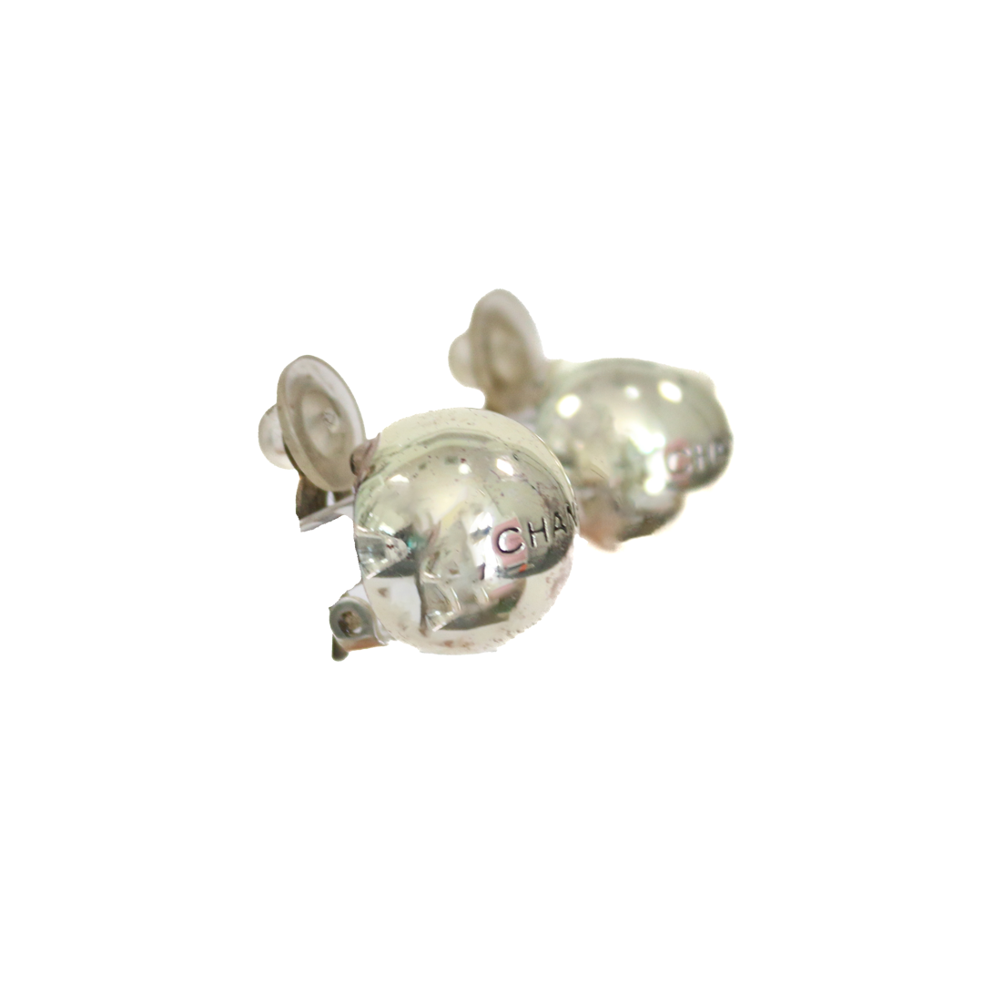 Vintage Chanel 1998 Silver Ball Earrings