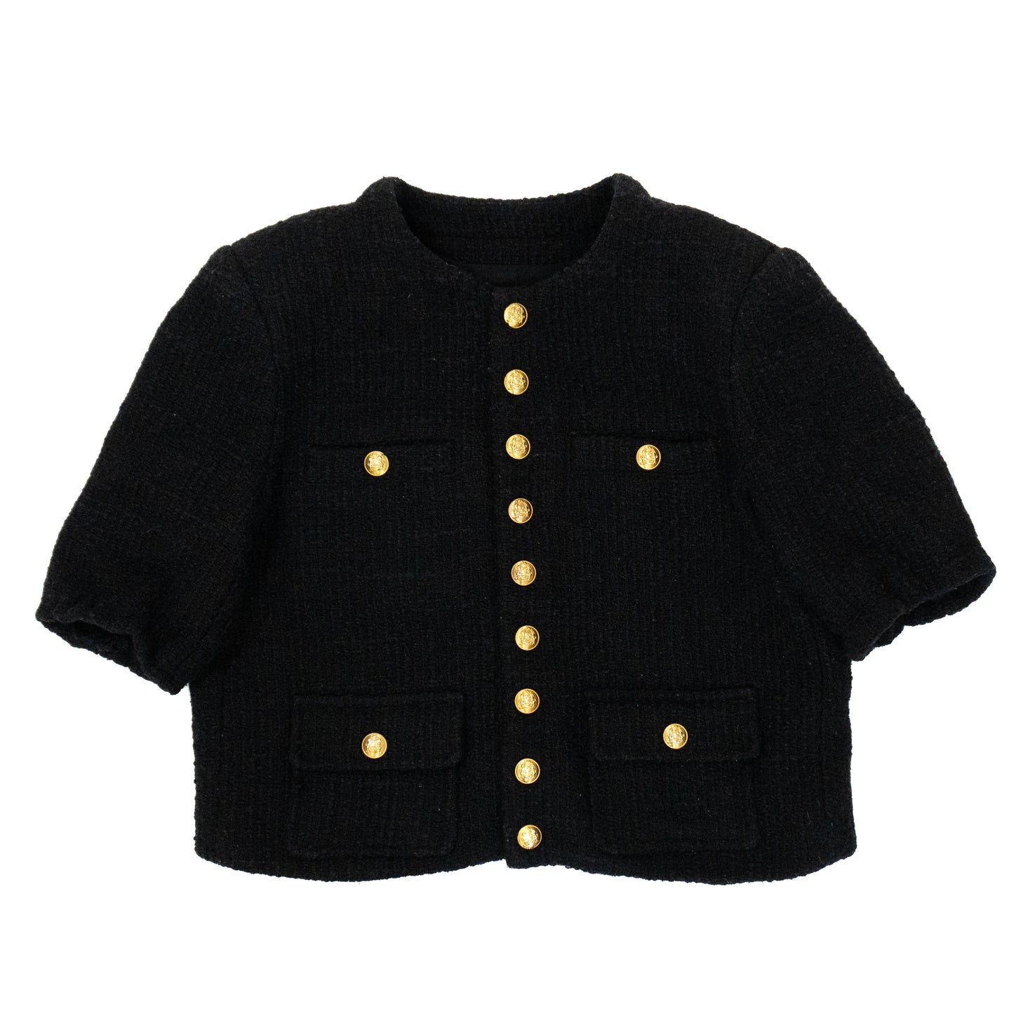 Celine Black Tweed Short Sleeve Jacket