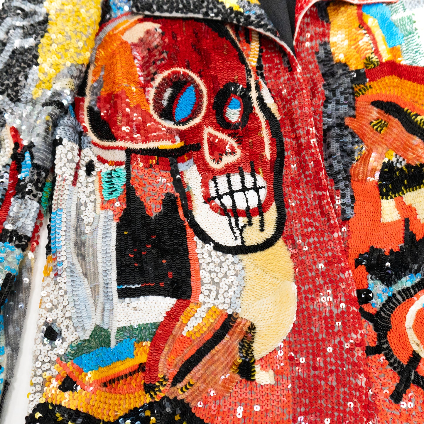 Valentino 2005 Jean Michel Basquiat Silk Sequin Printed Blazer