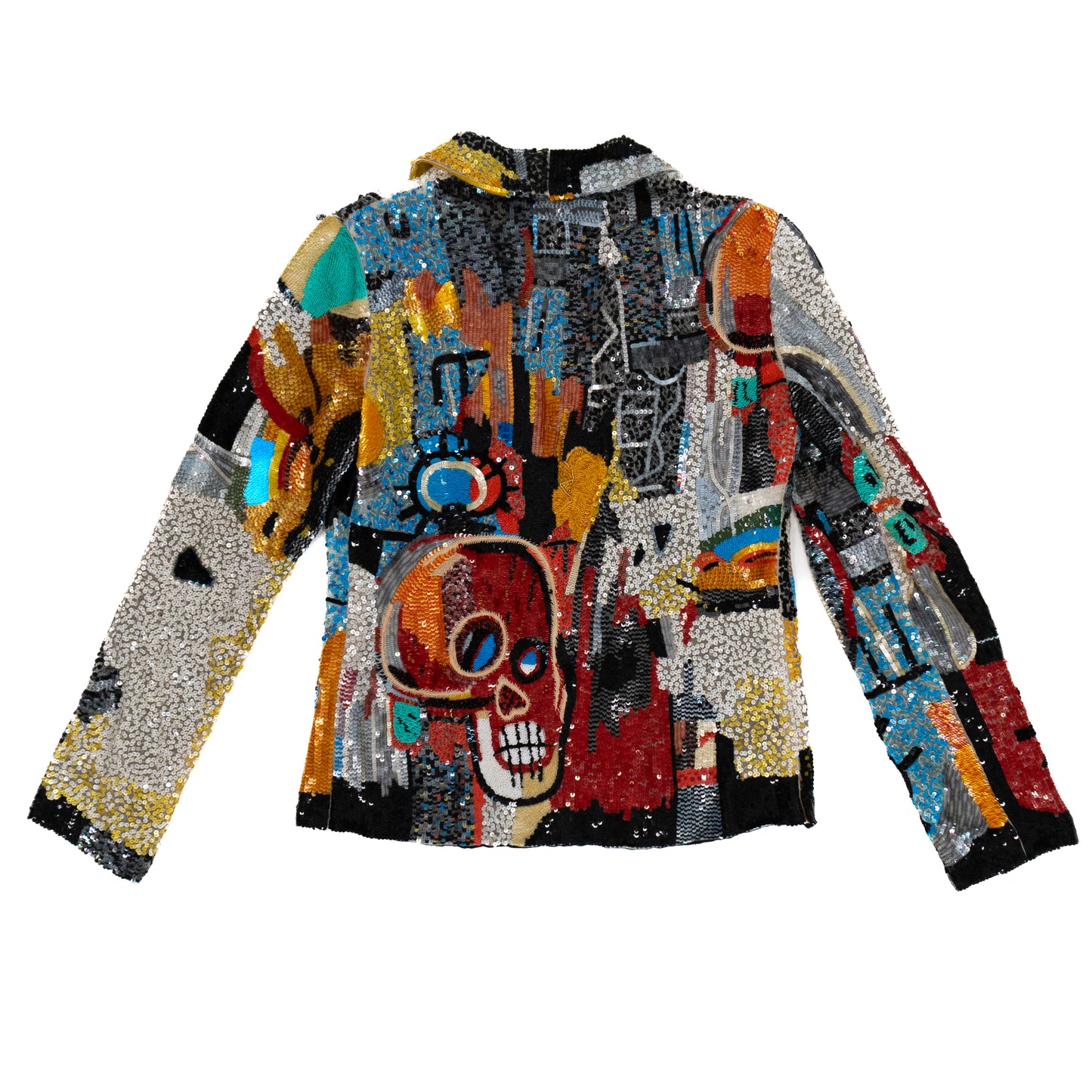 Valentino 2005 Jean Michel Basquiat Silk Sequin Printed Blazer
