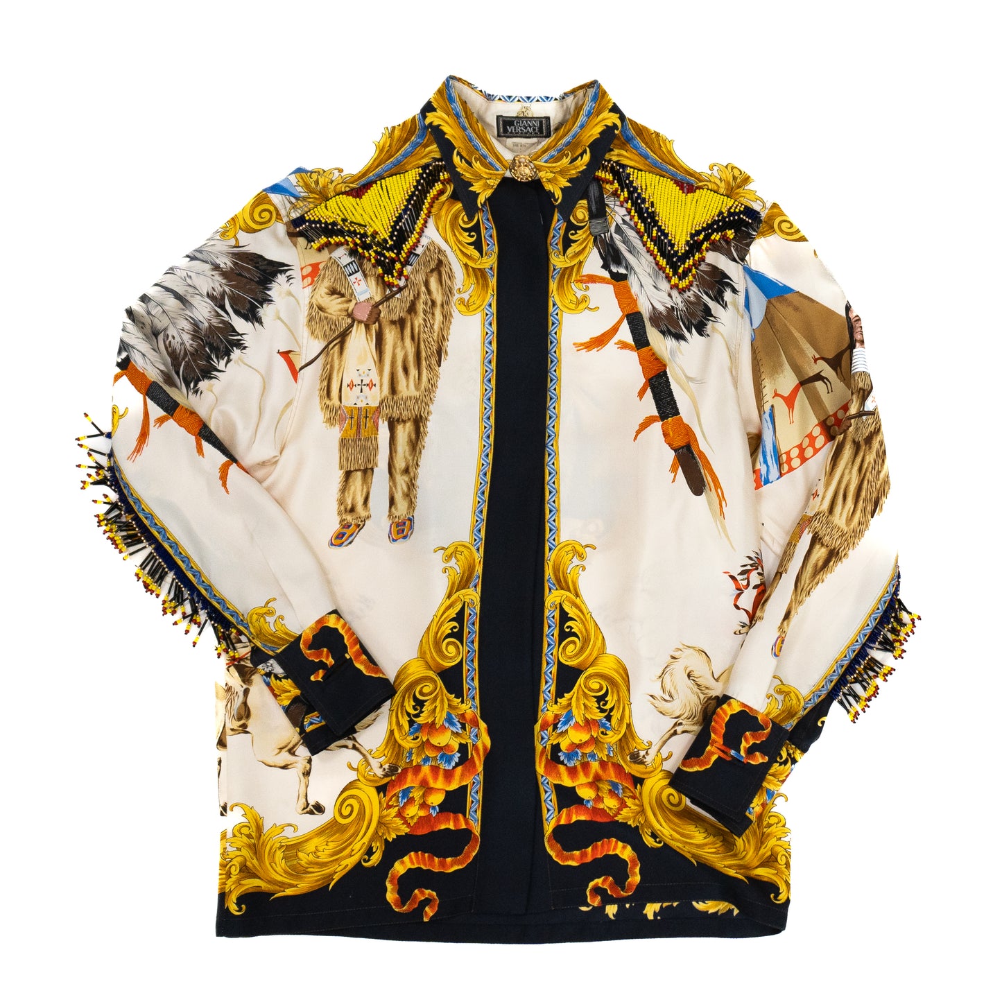 Vintage 1990's Gianni Versace Silk Beaded Shirt