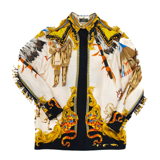 Vintage 1990's Gianni Versace Silk Beaded Shirt