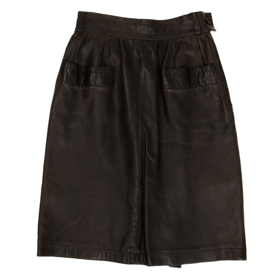 Vintage Saint Laurent Chocolate Leather Skirt