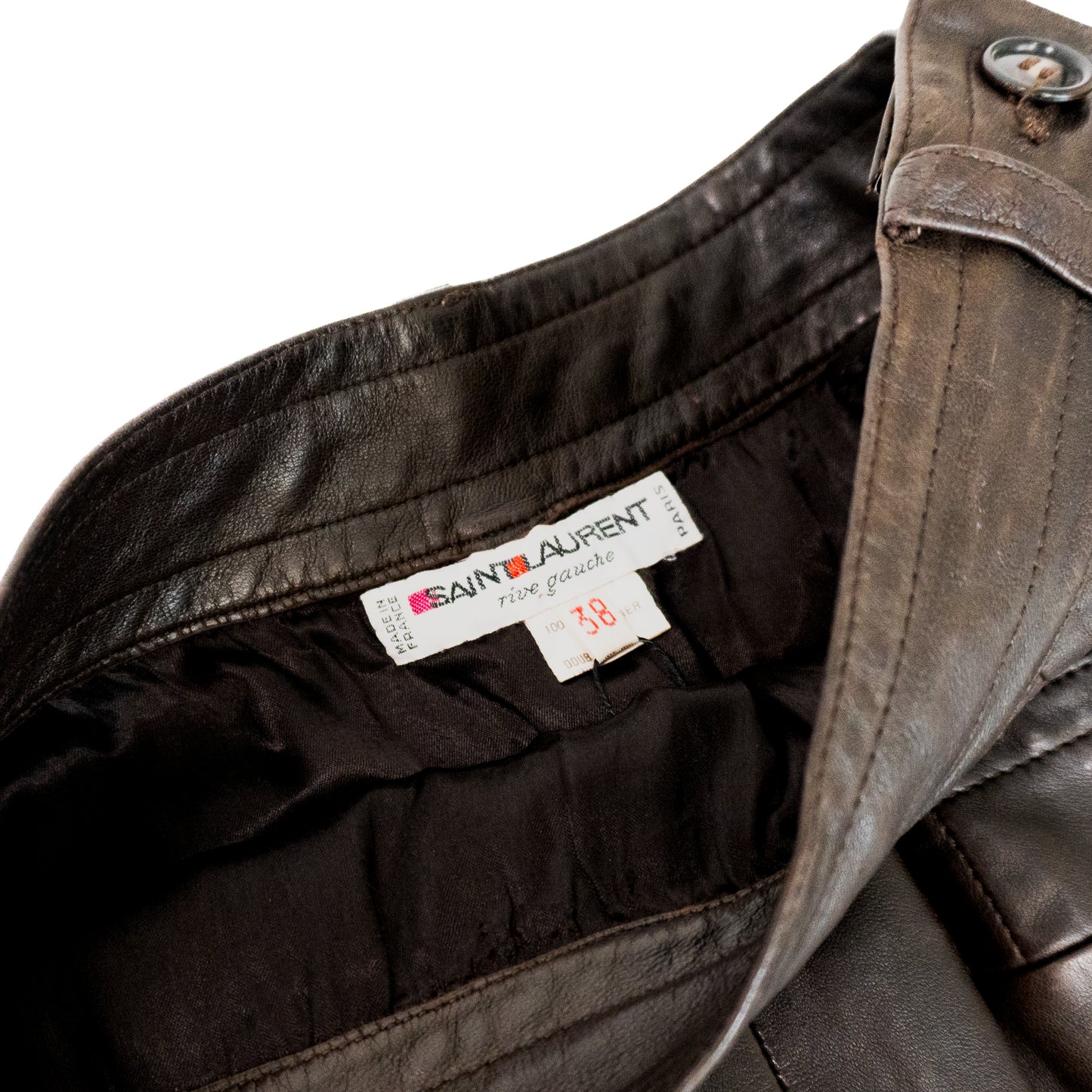 Vintage Saint Laurent Chocolate Leather Skirt